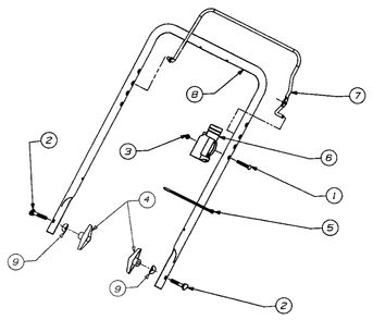 Handle Assembly Diagram and Parts List for 140 (31A-140-000)(1998) Yard Machines Snow Blower
